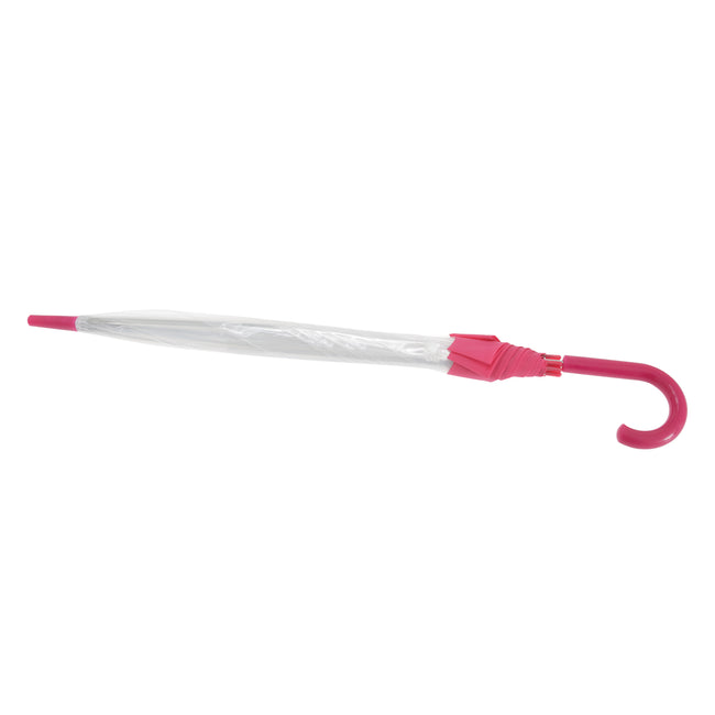 Clear-Pink - Back - Adults Unisex Transparent Dome Walking Umbrella