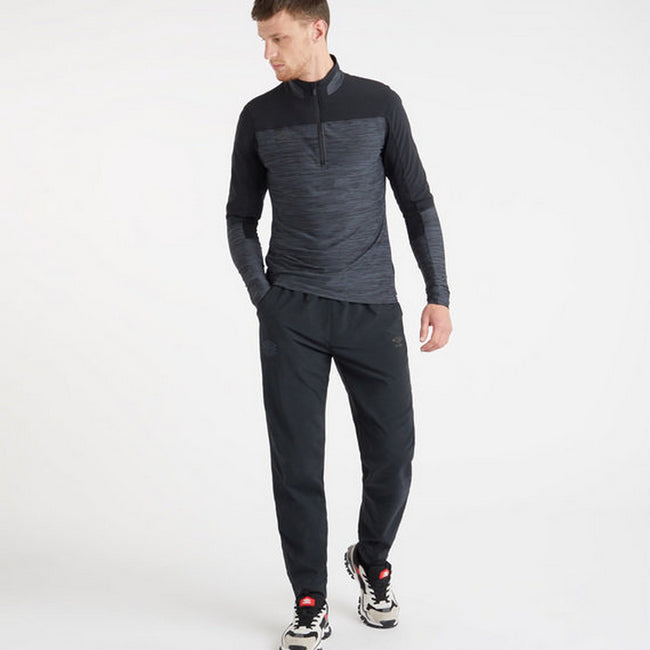 Black-Carbon - Side - Umbro Mens Pro Elite Marl Half Zip Training Top