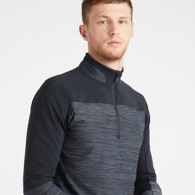 Black-Carbon - Lifestyle - Umbro Mens Pro Elite Marl Half Zip Training Top