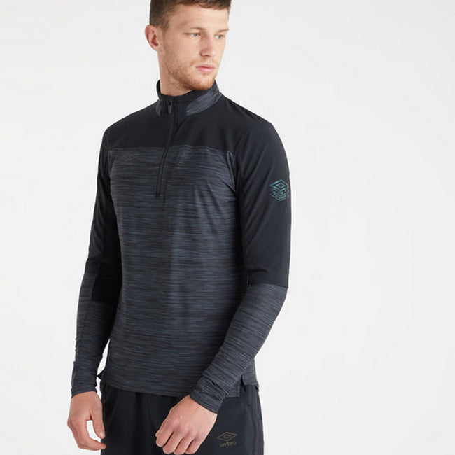 Black-Carbon - Pack Shot - Umbro Mens Pro Elite Marl Half Zip Training Top