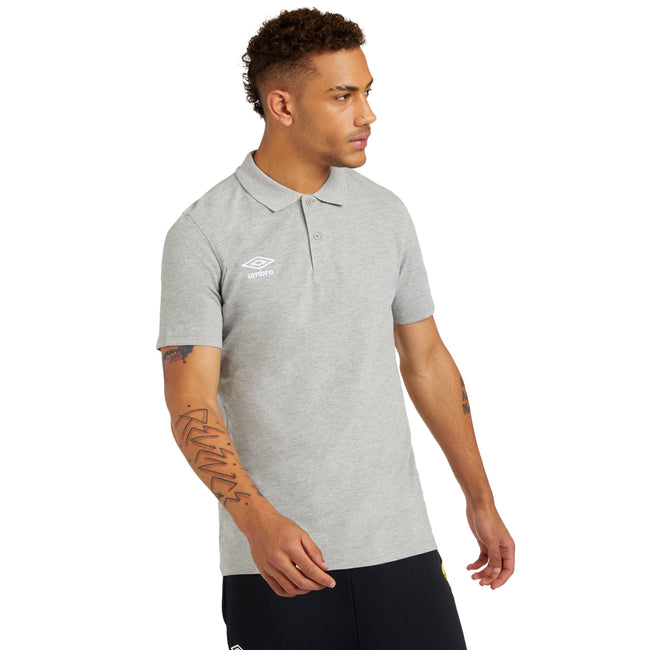 Grey Marl - Side - Umbro Mens Pique Polo Shirt