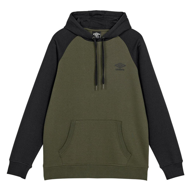 Forest Night-Black - Front - Umbro Mens Core Raglan Hoodie