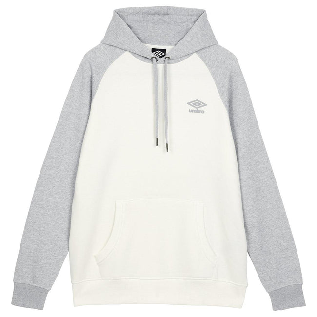 Ecru-Grey Marl - Front - Umbro Mens Core Raglan Hoodie