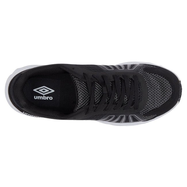 Black-Metallic White - Side - Umbro Mens Pro Runner Sneakers