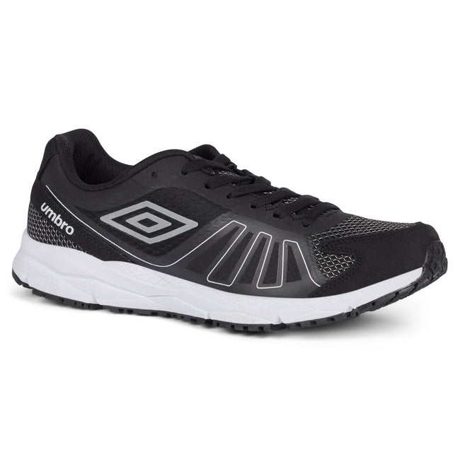 Black-Metallic White - Front - Umbro Mens Pro Runner Sneakers