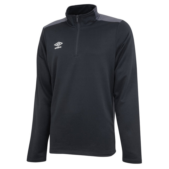 Black-Carbon - Front - Umbro Childrens-Kids Half Zip Pullover