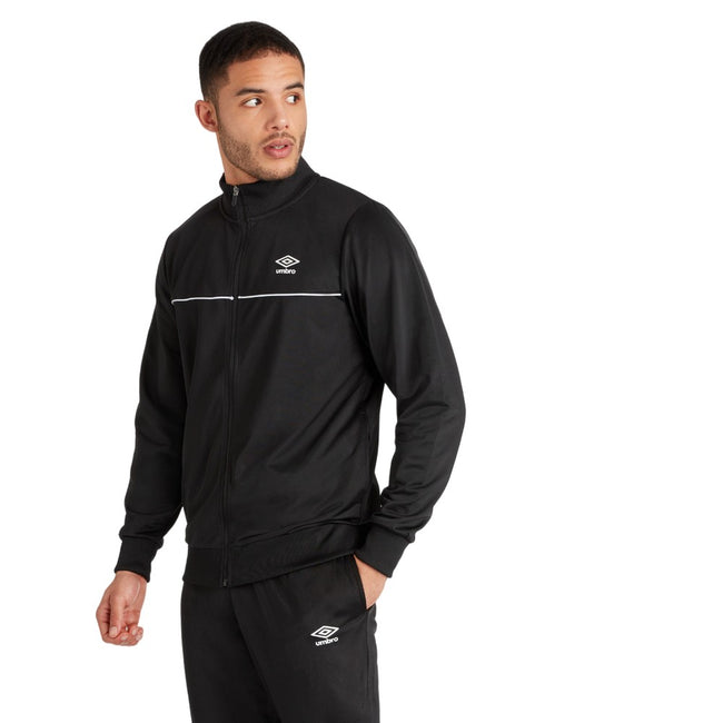 Black-White - Side - Umbro Mens Active Tricot Tracksuit