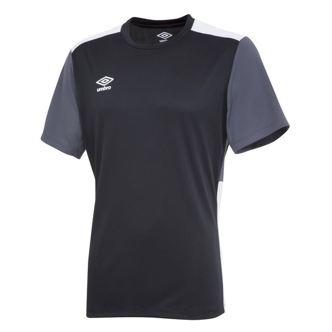 Black-Carbon-White - Front - Umbro Childrens-Kids Contrast Training Jersey