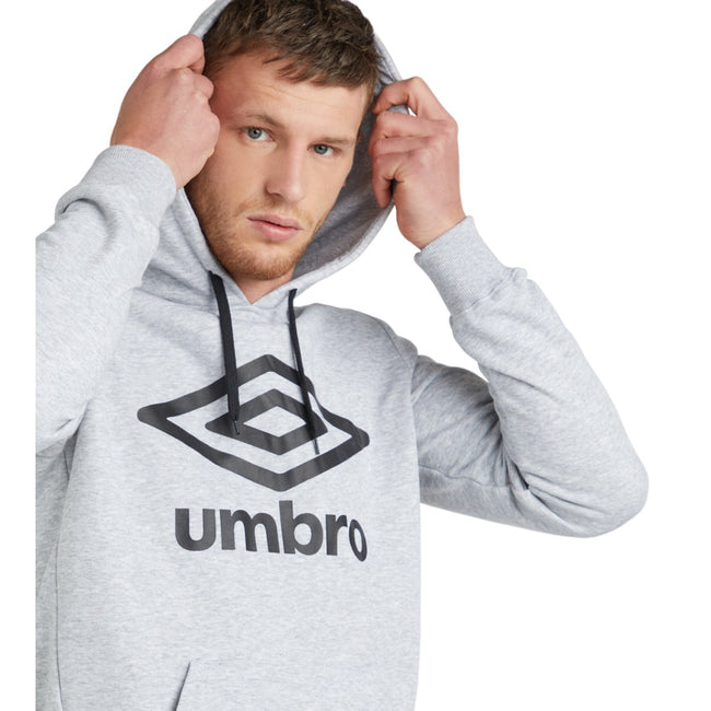 Black-Gray Marl - Side - Umbro Mens Big Logo Hoodie