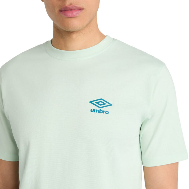 Subtle Green-Lyons Blue - Side - Umbro Mens Core Small Logo T-Shirt