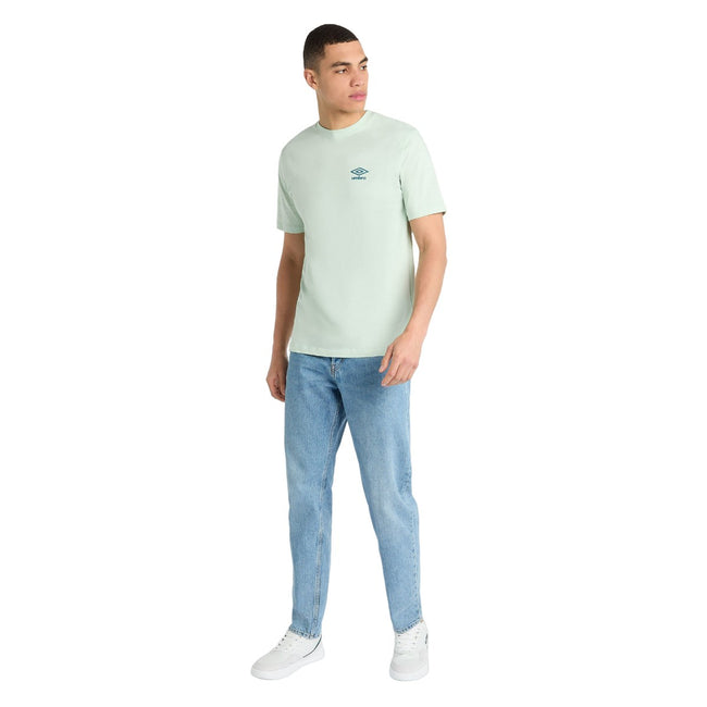 Subtle Green-Lyons Blue - Pack Shot - Umbro Mens Core Small Logo T-Shirt