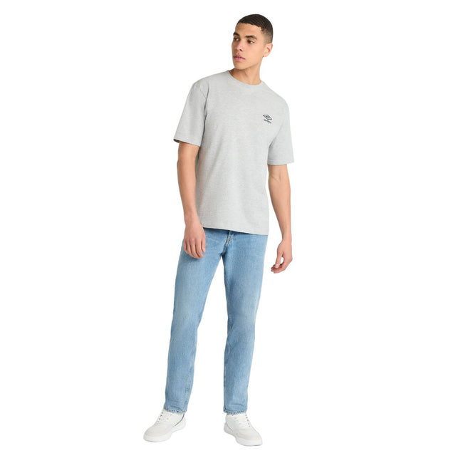 Collegiate Blue-Gray Marl - Pack Shot - Umbro Mens Core Small Logo T-Shirt
