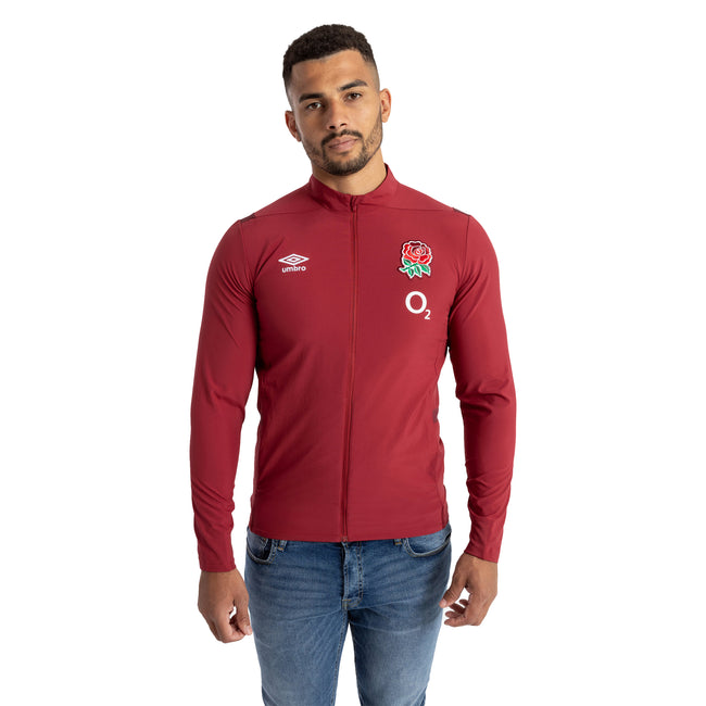 Tibetan Red-Zinfandel - Side - Umbro Mens 23-24 Presentation England Rugby Jacket