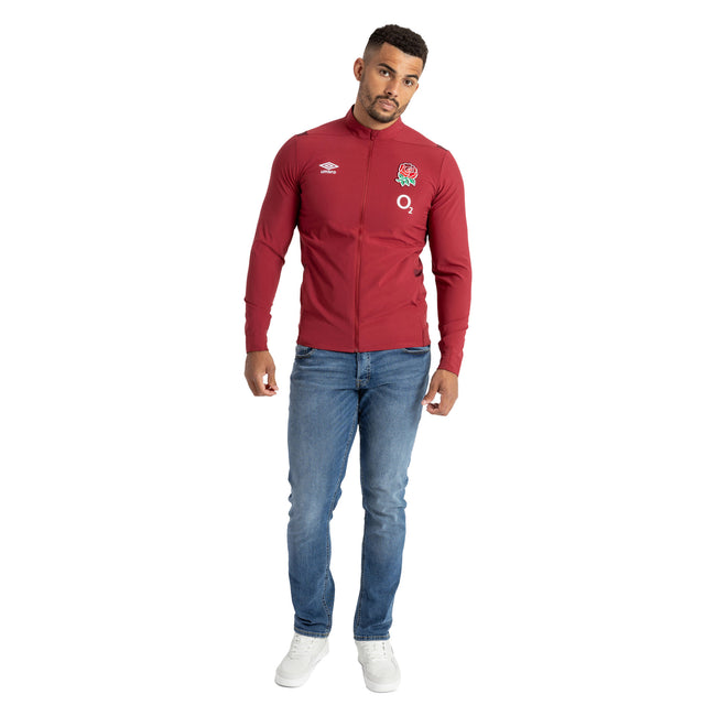 Tibetan Red-Zinfandel - Lifestyle - Umbro Mens 23-24 Presentation England Rugby Jacket