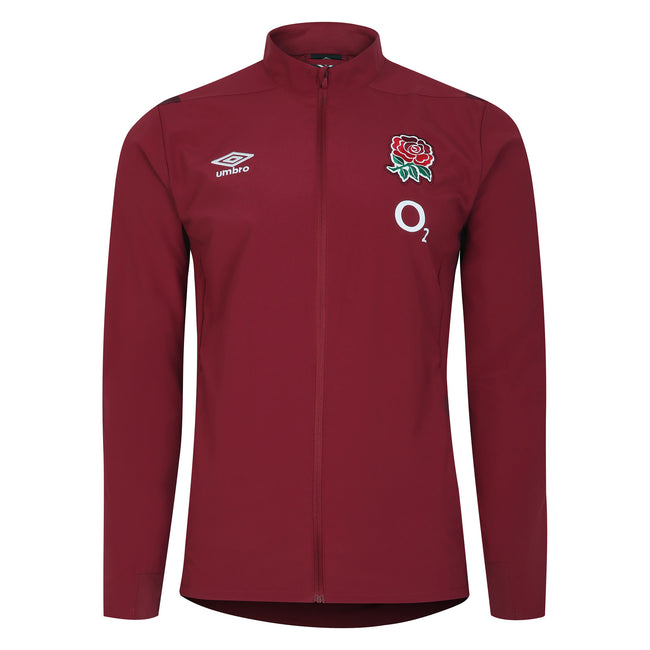 Tibetan Red-Zinfandel - Front - Umbro Mens 23-24 Presentation England Rugby Jacket