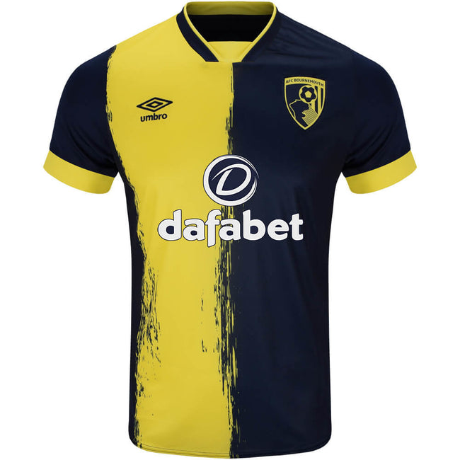 Yellow-Navy Blue-White - Front - Umbro Mens 23-24 AFC Bournemouth Third Jersey