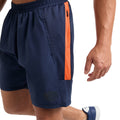 Dark Navy-Vermillion Orange - Side - Umbro Mens Pro Woven Training Sweat Shorts