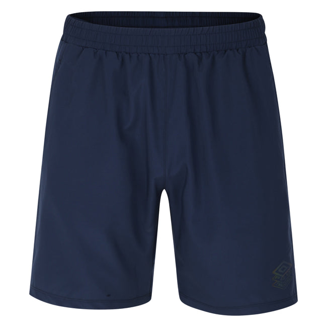 Dark Navy-Vermillion Orange - Front - Umbro Mens Pro Woven Training Sweat Shorts