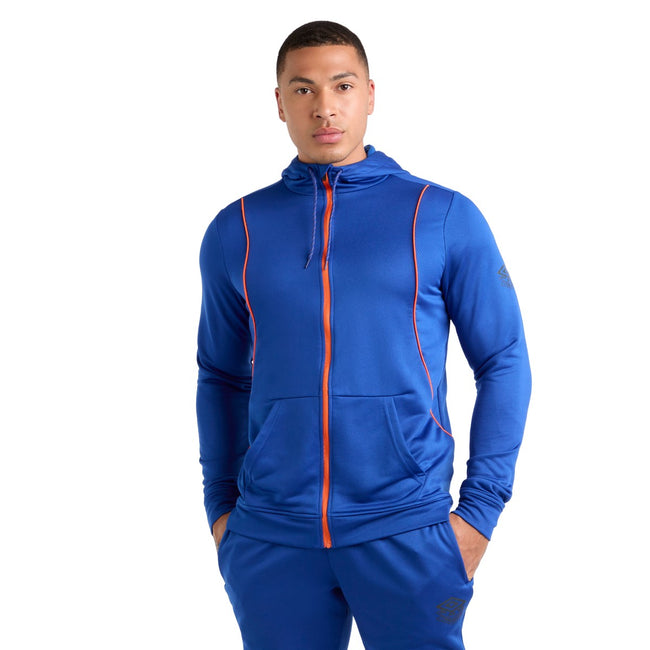 Deep Surf-Vermillion Orange - Front - Umbro Mens Pro Training Full Zip Hoodie