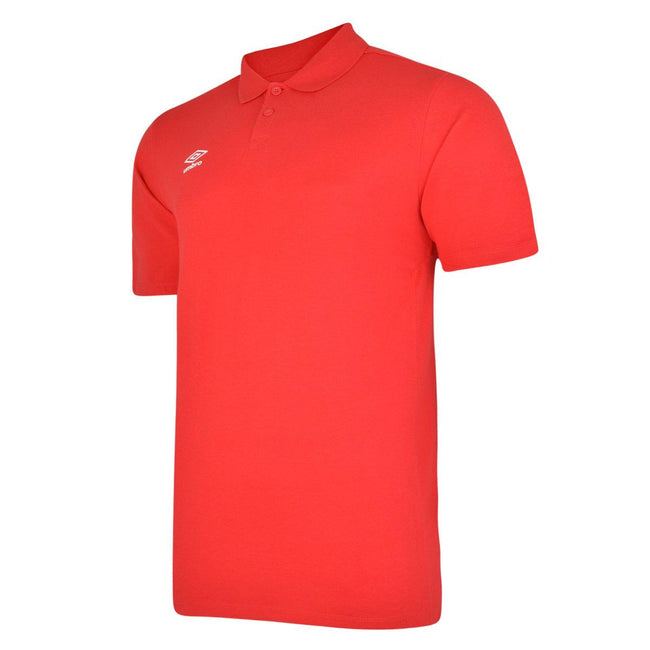 Vermillion-White - Front - Umbro Mens Essential Polo Shirt