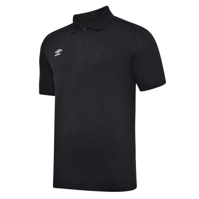 Black-White - Front - Umbro Mens Essential Polo Shirt