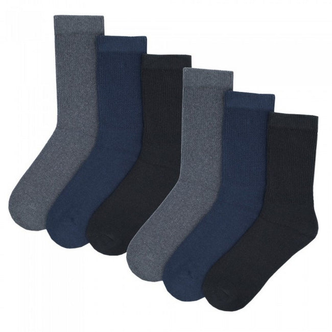 Gray-Navy-Black - Front - Tom Franks Mens Diabetic Socks (6 Pairs)