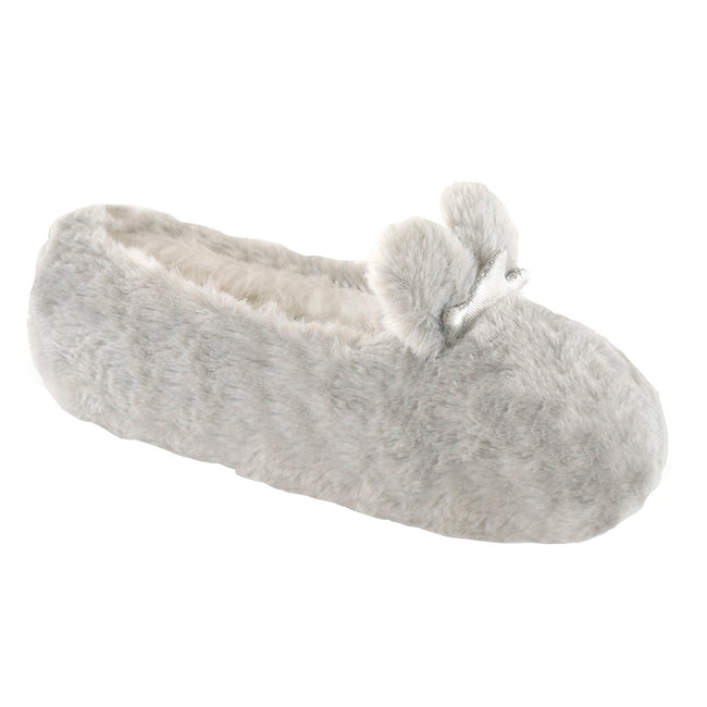 Gray - Front - Girls Bunny Crown Ballet Slippers