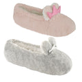 Gray - Back - Girls Bunny Crown Ballet Slippers