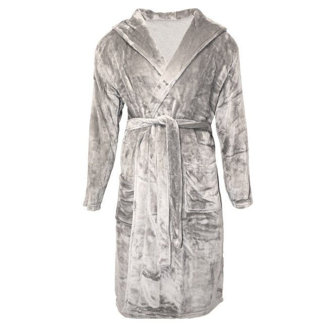 Gray - Front - Baum Mens Flannel Fleece Robe