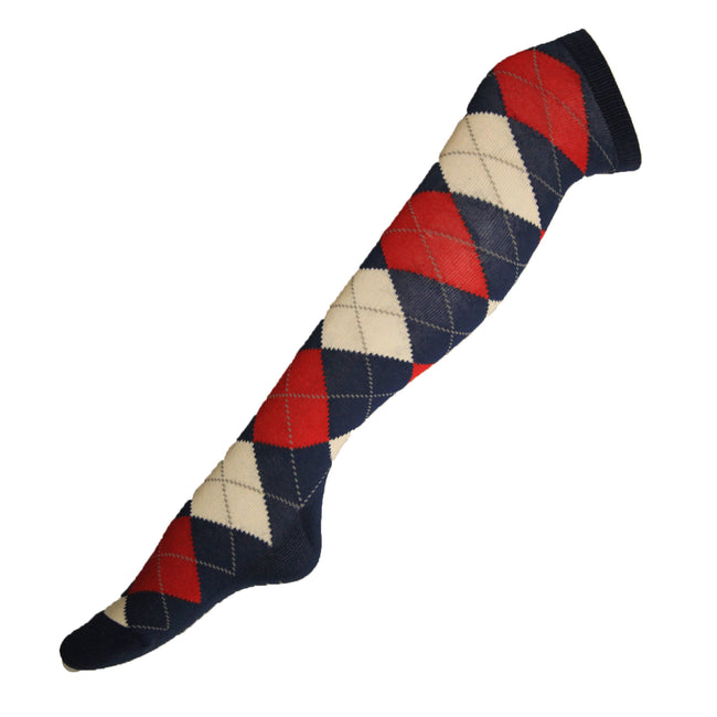 Red-Navy-White - Front - Dublin Unisex Argyle Socks