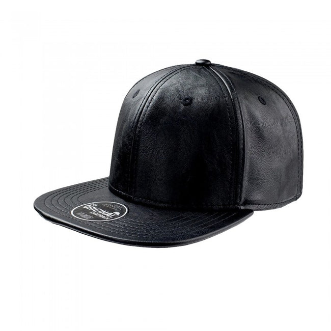 Front - Atlantis Snap Eco Flat Visor PU Leather 6 Panel Cap