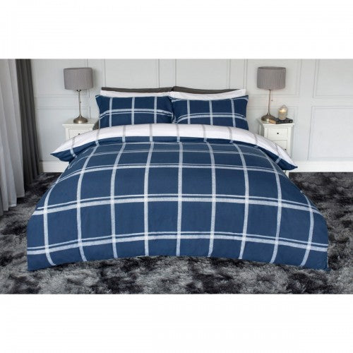 Front - Belledorm Dalton Brushed Cotton Checked Duvet Set