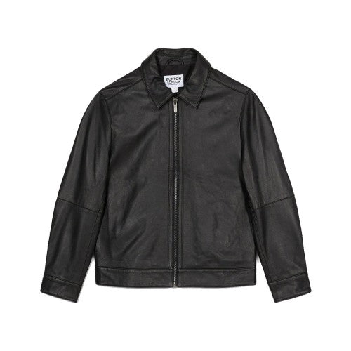 Front - Burton Mens Leather Collared Jacket
