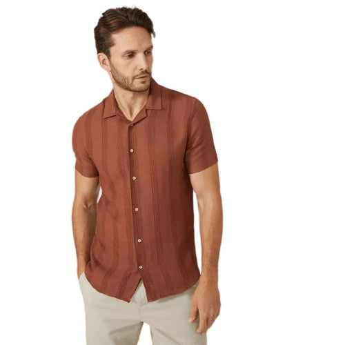Front - Mantaray Mens Stripe Textured Shirt