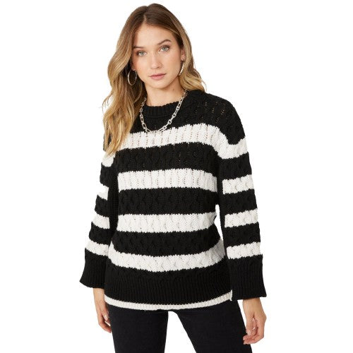 Brown-White - Front - Principles Womens-Ladies Stripe Knitted Sweater