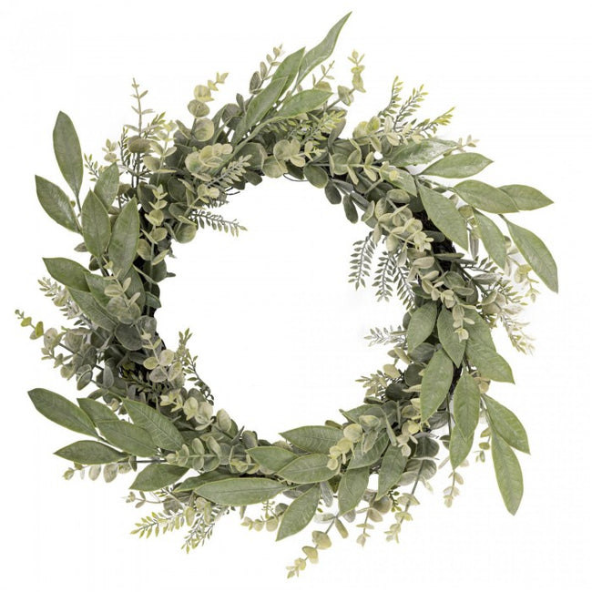 Front - Hill Interiors Christmas Ruscus And Eucalyptus Wreath