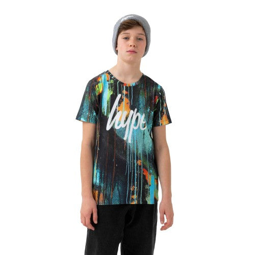 Front - Hype Boys Spray Drips Script T-Shirt