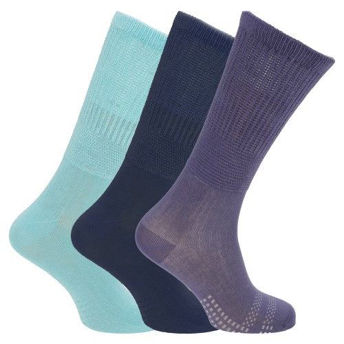 Front - Simply Essentials Unisex Bamboo Non-Binding Extra Wide Diabetic Socks (3 Pairs)