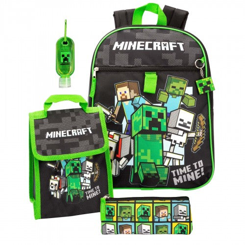 Front - Minecraft Childrens/Kids Time To Mine Knapsack Set