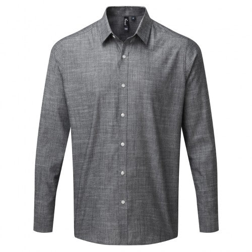 Front - Premier Mens Long Sleeve Chambray Shirt