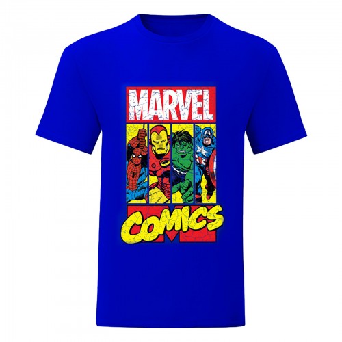 Front - Marvel Boys Heroes Crackle Effect T-Shirt