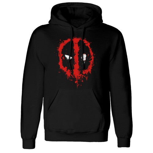 Front - Deadpool Mens Splat Face Logo Hoodie