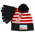 Front - Wheres Wally? Boys Striped Beanie & Gloves Set