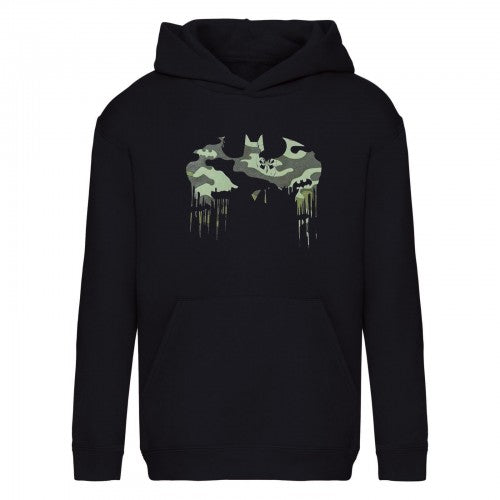Front - DC Comics Boys Camo Logo Batman Pullover Hoodie