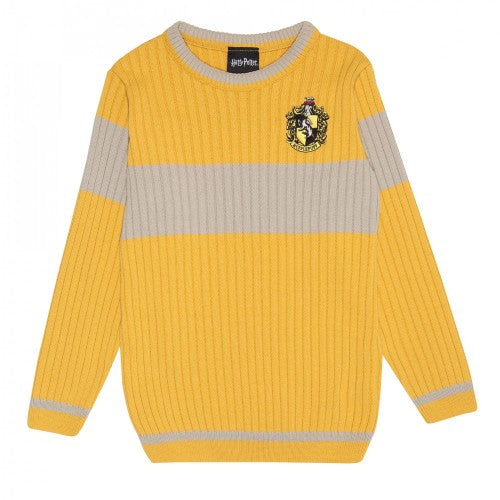 Front - Harry Potter Boys Quidditch Hufflepuff Knitted Sweater