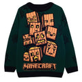 Front - Minecraft Boys Creeper Pumpkin Knitted Sweater