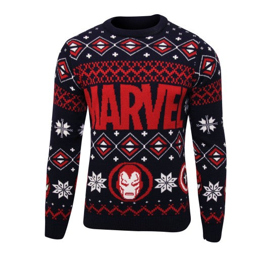 Front - Marvel Mens Icons Knitted Christmas Sweater