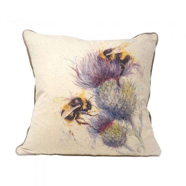 Front - Jane Bannon Bees On Thistle Feather Filled Throw Pillow