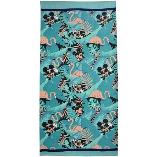 Front - Disney Mickey Mouse Flamingo Beach Towel