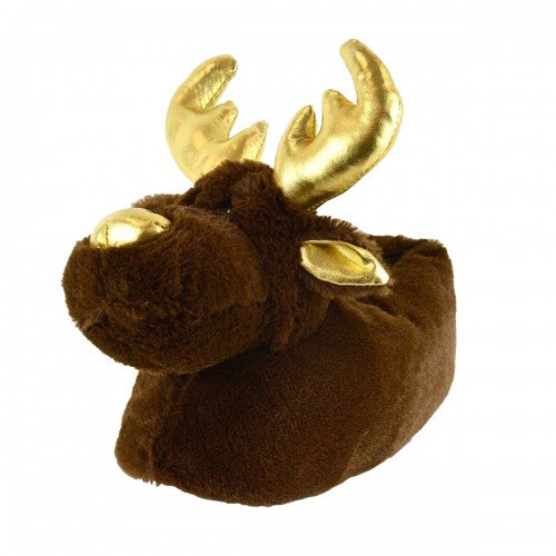 Front - Womens/Ladies 3D Reindeer Slippers